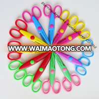 13x6cm Plastic Curved Blade Safety school scissors in 6 colors